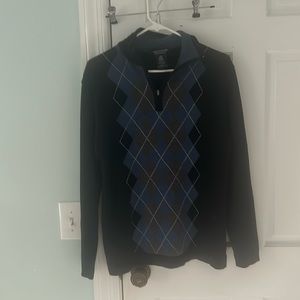 Argyle sweater with zipper collar